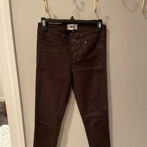 PAIGE Skinny Jeans in Shiny Chocolate Brown